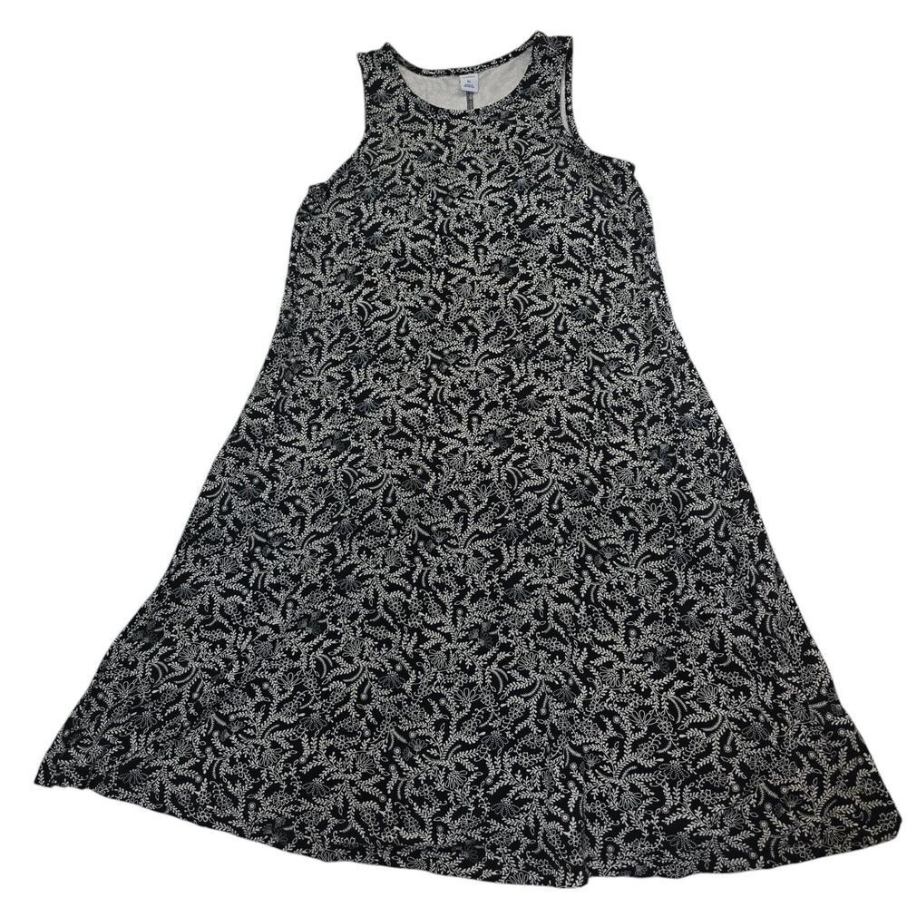 Old Navy Swing Dress Womens XS Black Rayon Floral Sleeveless Boho Casual Summer